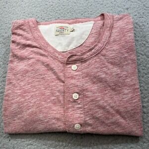 Faherty Shirt Men Extra Large Red Henley Heather 3 Button Short Soft Stretch